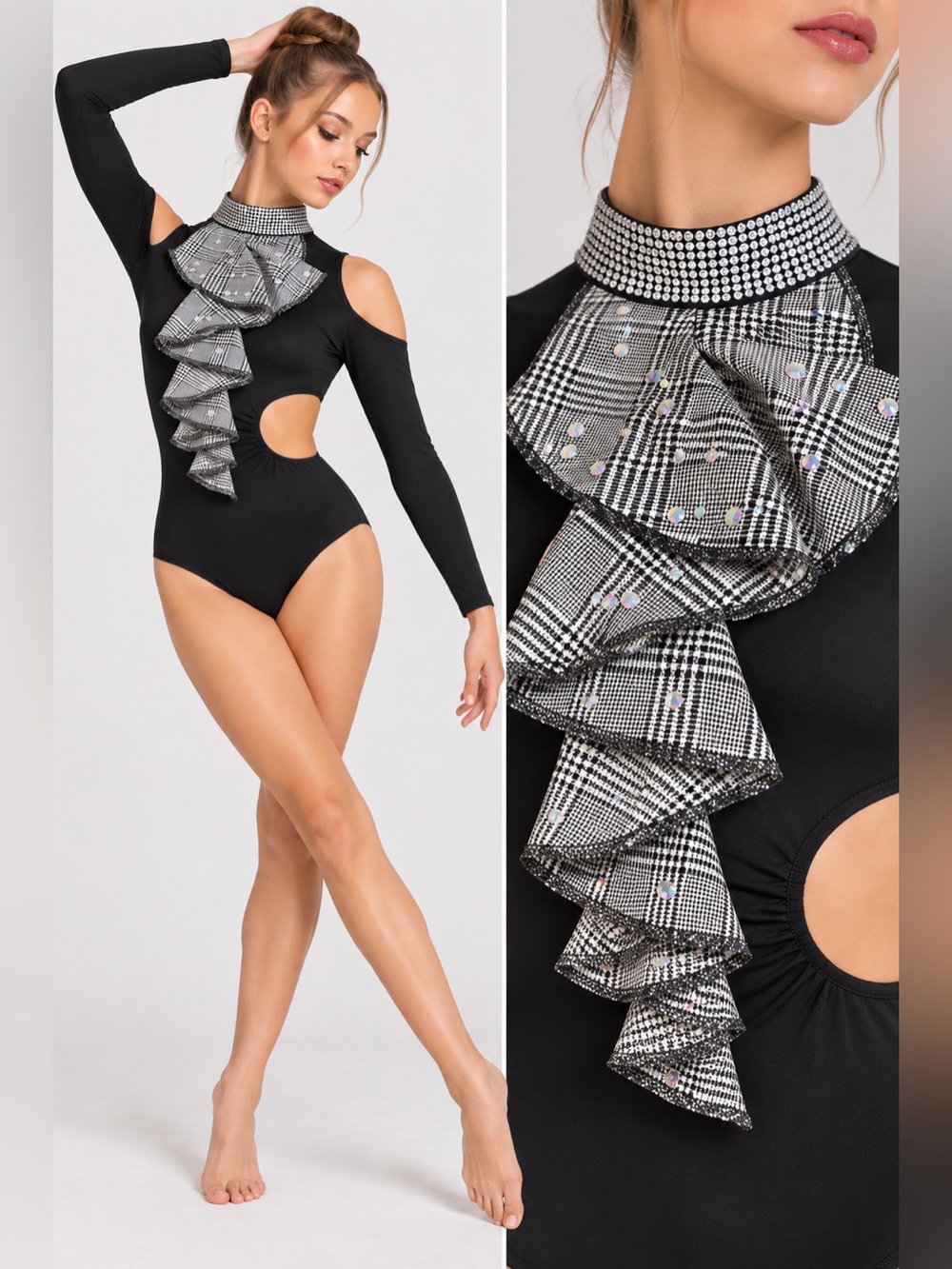 Kelle solo leotard black plaid suit menswear inspired MA-Medium adult